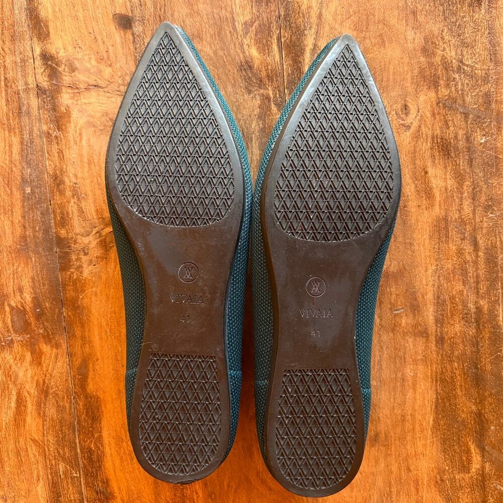 Vivaia Teal Soft Knit Pointy Toe Flats with Peachy Beige Trim size EU 41/US 9.5 - Picture 7 of 14